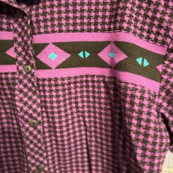 Vintage Hang Ten Southwest Houndstooth Button Front Shirt Size Large 80s/90s - Picture 3 of 12